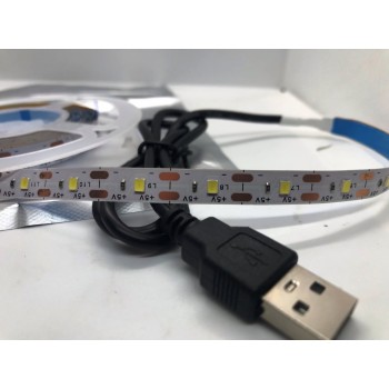 2 метров Светодиодная Лед Led лента светильник USB, 5 В, от повербанка или USB зарядки белый\White