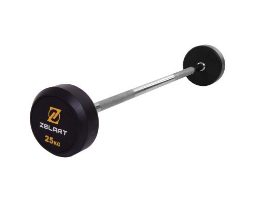 Штанга фиксированная прямая обрезиненная Zelart Rubber Coated Barbell TA-2685-25 длина-95см 25кг черный