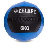 Мяч набивной для кросфита волбол WALL BALL Zelart FI-5168-5 5кг черный-синий