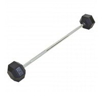 Штанга фиксированная прямая обрезиненная Record Rubber Hexagon Barbell TA-6230-30 длина-95см 30кг черный