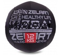 Мяч набивной для кросфита волбол WALL BALL Zelart FI-2637-12 12кг черный