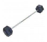 Штанга фиксированная прямая обрезиненная Record Rubber Hexagon Barbell TA-6230-35 длина-95см 35кг черный