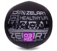 Мяч набивной для кросфита волбол WALL BALL Zelart FI-2637-3 3кг черный