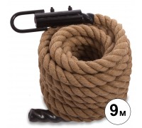 Канат спортивный для лазанья с креплением COMBAT BATTLE ROPE Zelart FI-0909-9 9м коричневый