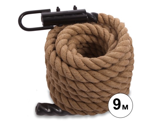 Канат спортивный для лазанья с креплением COMBAT BATTLE ROPE Zelart FI-0909-9 9м коричневый