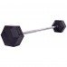 Штанга фиксированная прямая обрезиненная Record Rubber Hexagon Barbell TA-6230-40 длина-95см 40кг черный