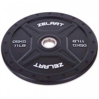 Блины (диски) бамперные для кроссфита Zelart Bumper Plates TA-2258-5 50,4мм 5кг черный