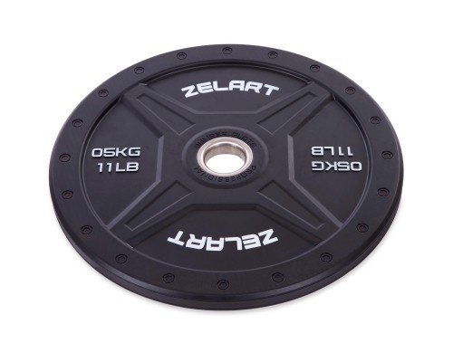 Блины (диски) бамперные для кроссфита Zelart Bumper Plates TA-2258-5 50,4мм 5кг черный