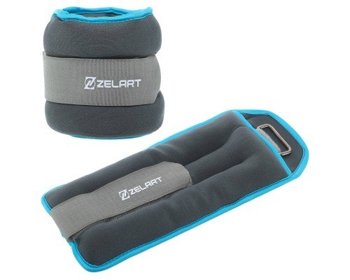 Утяжелители-манжеты для рук и ног Zelart FI-5733-3 2x1,5кг Серый-голубой