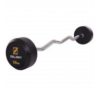 Штанга фиксированная изогнутая обрезиненная Zelart Rubber Coated Barbell TA-2687-35 длина-95см 35кг черный