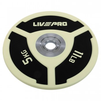 Бамперные диски полиуретановые Bumper Plates LiveUp LP8027-5 ø50.5мм 5кг белый-черный