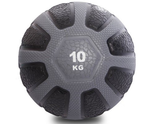 Мяч медицинский медбол Zelart Medicine Ball FI-0898-10 10кг черный-серый