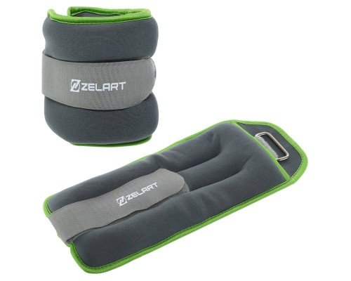 Утяжелители-манжеты для рук и ног Zelart FI-5733-3 2x1,5кг Серый-салатовый
