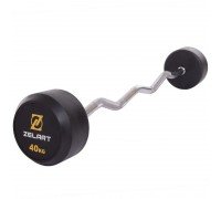 Штанга фиксированная изогнутая обрезиненная Zelart Rubber Coated Barbell TA-2687-40 длина-95см 40кг черный