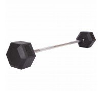 Штанга фиксированная прямая обрезиненная Record Rubber Hexagon Barbell TA-6230-50 длина-95см 50кг черный