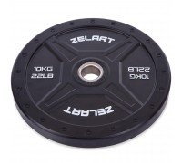 Блины (диски) бамперные для кроссфита Zelart Bumper Plates TA-2258-10 51мм 10кг черный