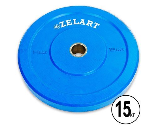 Блины (диски) бамперные для кроссфита Zelart Z-TOP Bumper Plates TA-5125-15 51мм 15кг синий