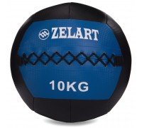 Мяч набивной для кросфита волбол WALL BALL Zelart FI-5168-10 10кг черный-синий