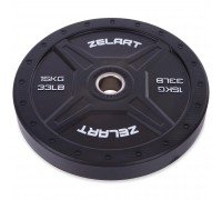 Блины (диски) бамперные для кроссфита Zelart Bumper Plates TA-2258-15 51мм 15кг черный