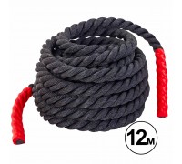 Канат для кроссфита COMBAT BATTLE ROPE Zelart FI-5311-12 12м черный