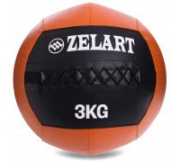 Мяч набивной для кросфита волбол WALL BALL Zelart FI-5168-3 3кг черный-оранжевый