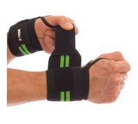 Бинты кистевые для жима STRENGTH WRIST WRAPS MUTE 9097 2шт Черный-салатовый