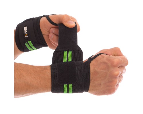 Бинты кистевые для жима STRENGTH WRIST WRAPS MUTE 9097 2шт Черный-салатовый