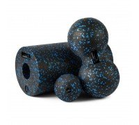 Набір для йоги PowerPlay PP_4008 EPP Foam Roller Set роллер + 2 масажні м'ячі Чорно-синій