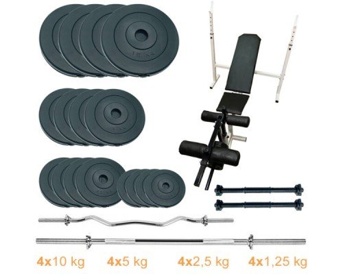 Скамья для жима с набором штанг и гантелей Newt Gym Scott Plus Set Pro 90 kg