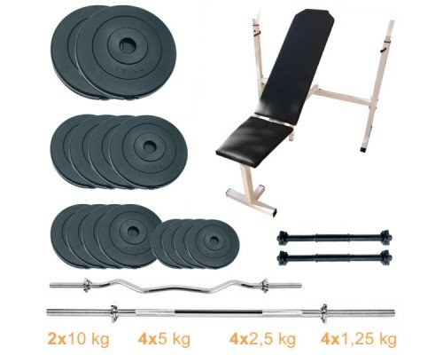 Скамья для жима с набором штанг и гантелей Newt Gym Set Pro 70 kg