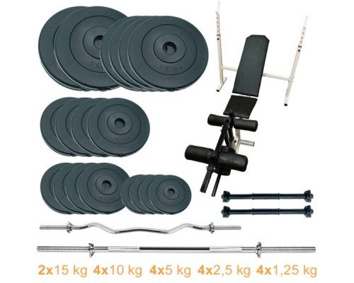 Скамья для жима с набором штанг и гантелей Newt ProGym Scott Plus Set Pro 120 kg