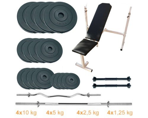 Скамья для жима с набором штанг и гантелей Newt Gym Set Pro 90 kg