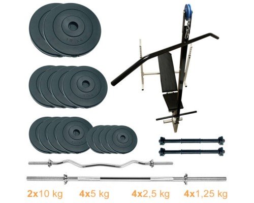 Скамья для жима с набором штанг и гантелей Newt ProGym Scott Plus Set Pro T 70 kg