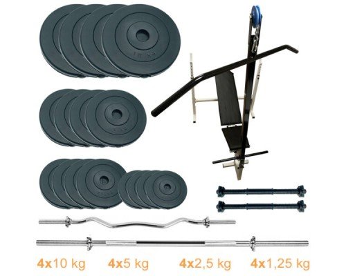 Скамья для жима с набором штанг и гантелей Newt ProGym Scott Plus Set Pro T 90 kg