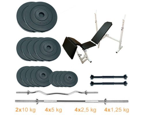 Скамья для жима с набором штанг и гантелей Newt ProGym Scott Set Pro 70 kg