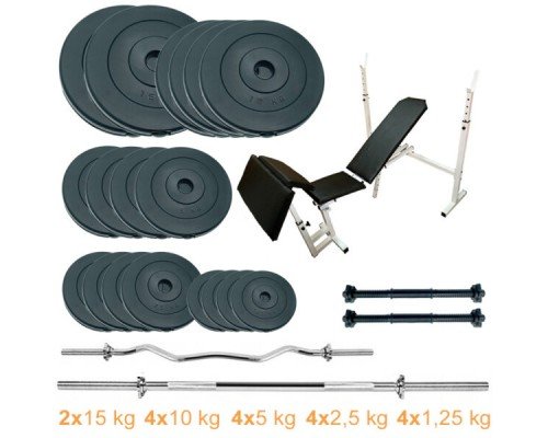 Скамья для жима с набором штанг и гантелей Newt ProGym Scott Set Pro 120 kg